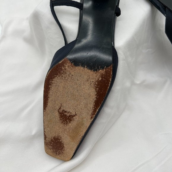 Stuart Weitzman fabric square toed sling back kitten heelsStuart Weitzman sling - Picture 4 of 6